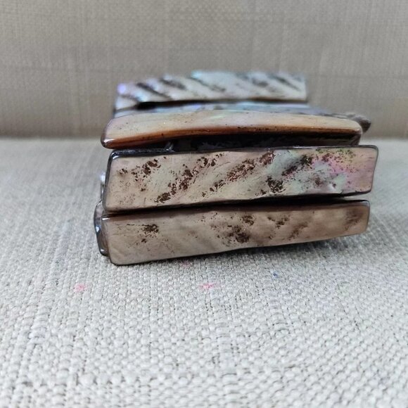 Fashion Bracelet Brown Faux Stone Stretched Wide Wrist Band Fashion Jewelry - Picture 9 of 10